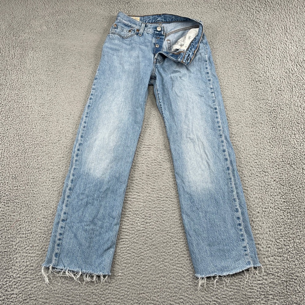 Levi's Jeans Womens 28 Blue 501 90s Straight Leg Light Wash Raw Hem Denim